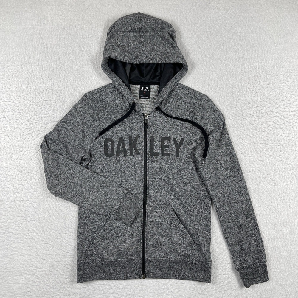 Oakley Sweatshirt Womens Small Gray Hoodie Full Zip Ladies Casual Preppy Top‎